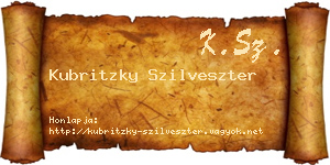 Kubritzky Szilveszter névjegykártya